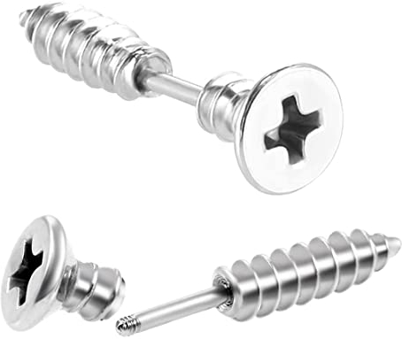 1 paio Orecchini in Acciaio Inox borchie per Donne Uomo Gioielli Moda Piercings Orecchini Set,Orecchini a bottone a forma di vite