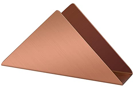 Bidponds Porte-serviettes en acier inoxydable or rose - Support de serviette triangulaire en métal - Distributeur de serviettes de cocktail