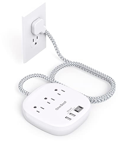 Flat Plug Power Strip, 6ft Ultra Flat Extension Cord - 3 Outlets 4 USB Ports (2 USB C) 22.5W/4.5A Desktop Charging Station, Power Strip No Surge Protection for Cruise Ship, Dorm Room Travel Essentials