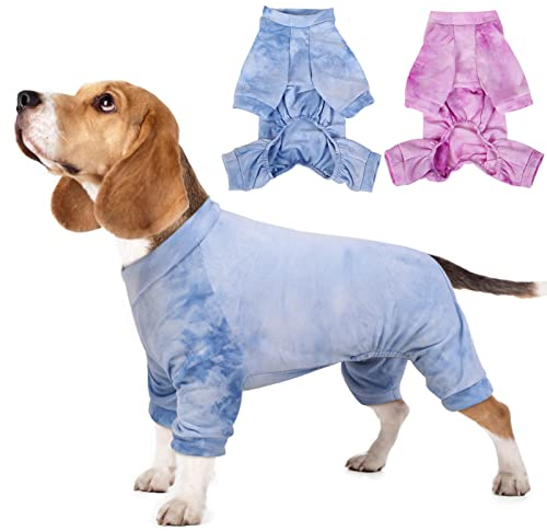 Hjumarayan Hunde Pyjama, Schlafanzug Hund OP Body Hund Stretch Body für Hund nach OP mit Beinen, Hundebody nach Kastration Rüde Hunde Body Operation Hündin, Blau L
