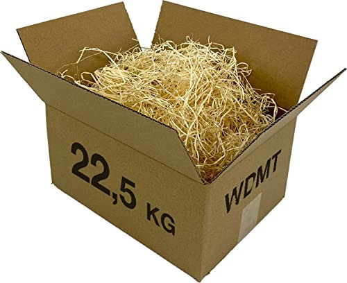 Holzwolle-Füllmaterial - 22,5 Kilo | Geschenkfüllung | Nachhaltiges Füllmaterial | Weinkiste mit Holzwollefüllung | Braun