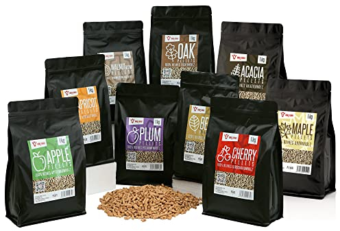 BBQ-Toro Pellets Set aus 100% Holz | Auswahl aus 9 Sorten à 1 kg | Smokerpellets für Grill, Smoker, Pellet-Pizzaofen und Heizungsanlagen | Grillpellets
