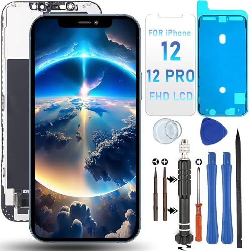 DIGI4U Screen Replacement for iPhone 12/12 Pro 𝑭𝑯𝑫, 6.1'' 3D Touch True Tone COF Retina Display for iPhone 12/12 Pro LCD Touch Digitizer Assembly, Repair Kit for iPhone 12/iPhone 12 Pro Display