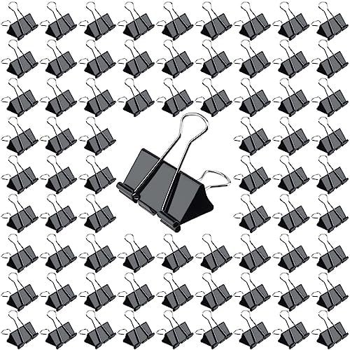 PINGEUI 72 Pcs 51mm Black Bulldog Clips, Large Binder Clips Paper Clamps, Foldback Clip for Home, Office