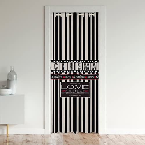 Loussiesd Film Theater Dekor Türvorhang 86x203cm Film Night Vorhang für Innentür Raumteiler für Schlafzimmer Wohnzimmer Kino 30%-50% Raumverdunkelung Schwarzout Isolierter Wärmevorhang