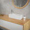 ML-Design Lavabo Blanco Rectangular 510 x 250 x 130 mm Lavamanos Angular de Cerámica sobre Encimera o de Pared con Agujero para Grifo a la Izquierda, Pila Pequeña para Cuarto de Baño o Aseo