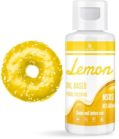 Fettlösliche Lebensmittelfarbe für Schokolade - 60ml Ölbasis Lebensmittelfarben für Fondant, Torten Dekoration, Backen - Flüssige Food Coloring für Kakaobutter, Buttercream, Kuchen (Gelb)