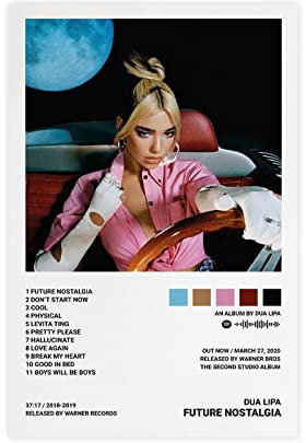 MURABE Sänger Dua Lipa Future Nostalgie Album Cover Leinwand Poster Schlafzimmer Dekor Sport Landschaft Büro Zimmer Dekor Geschenk ungerahmt 30 x 45 cm