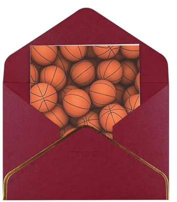 SSIMOO Exquisite Weihnachtskarten aus Papier, Basketball, Orange, luxuriöse Grußkarten für Feiertage und Geburtstage