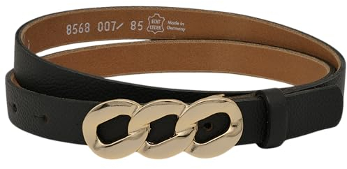 AnnaMatoni Damen Leder Gürtel Ledergürtel Damen 2cm Breit Made in Germany echt Leder Gürtel für Damen Schließe in Gold feines Premium Soft Nappa Leder (Schwarz 790, TW115-130cm Gesamtlänge)