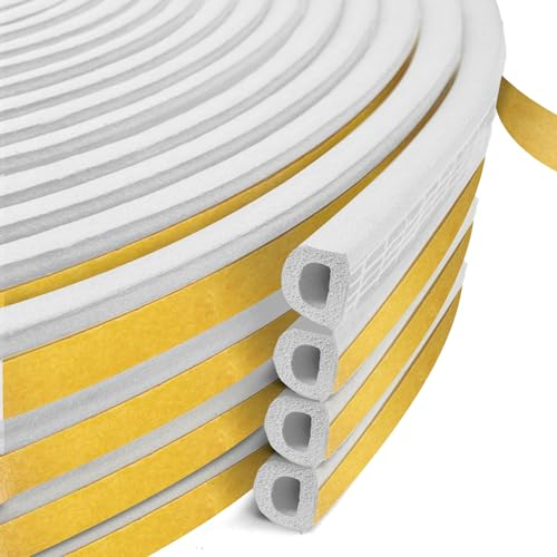 shinfly Joint Fenetre Porte Isolation 20M, 9mm(L) X 6mm(H) Joint de Porte d'Entrée anti Froid Mousse Adhésif Caoutchouc Calfeutrage Joint pour Isolante Froid, Bruit, Preuve de Collision (20M Blanc)