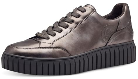 s.Oliver Damen Sneaker flach Low Top Vegan, Metallisch (Gunmetal), 40 EU