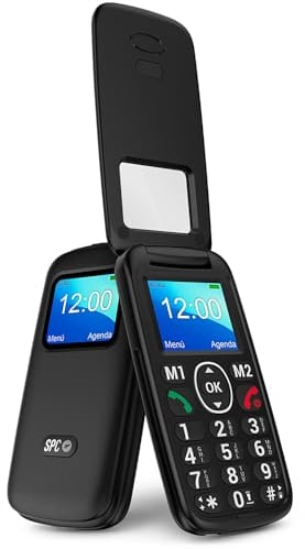 SPC Titan View – Teléfono móvil de Tapa para Mayores con Teclas Grandes, botón SOS, configuración remota, 2 memorias directas, Manos Libres y USB-C – Negro
