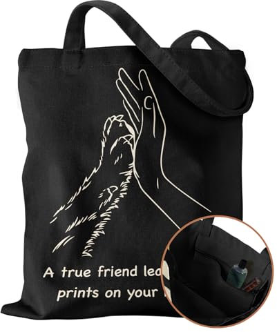 Miss Adola Tragetasche für Damen und Mädchen, ästhetische Canvas-Tragetasche mit Tasche, inspiriertes Geschenk, wiederverwendbar, lässige Tasche für Arbeit, Einkaufen, Highfive Dogs