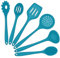 Onader Silicone Kitchen Utensils Set, 6 Piece Cooking Utensils Set Include Spoon Turner Skimmer for Non-Stick Cookware, Heat Resistant & Dishwasher Safe, Dark Blue