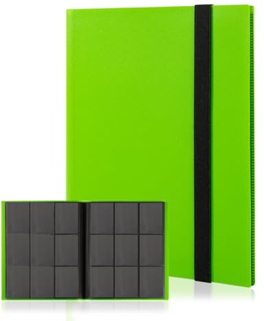 efunkdog Sammelkarten Album, 9 Pocket Sammelalbum 20 Seiten 360 Karten Kapazität, Sammelalbum für Karten (Grün)