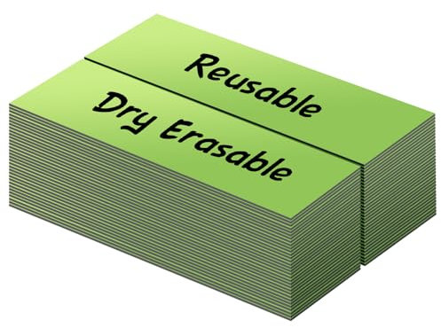 LLPT Trocken Abwischbare Magnetische Etiketten | 50 Stück | Leere Beschreibbare Magnetaufkleber, Wiederverwendbar | für Schreibtisch, DIY, Whiteboard, Farbe Grün(DML1030GN) | 2.5CM x 7.6CM