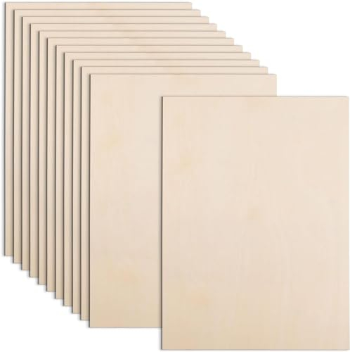 AWIZOM 12 Stück Lindenholzplatten zum Basteln, 12 x 16 x 1/16 Zoll - 2 mm dicke Sperrholzplatten, unlackierte Holzplatten für DIY Bastelprojekte, Architekturmodelle, Gravieren, Holzbrennen, Beizen