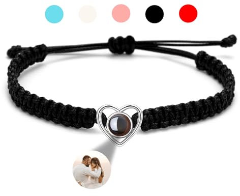 GGKAFACOI Projektion Armband Foto, Personalisiertes Mit Bild im Stein für Paare, Freund & Freundin (X1-Silber, Pro-Liebe)