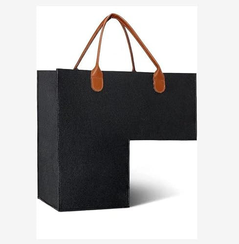 Fdit Aufbewahrungskorb, Treppen-Aufbewahrungskorb, Teppich-Treppen-Organizer mit PU-Ledergriff (BLACK)