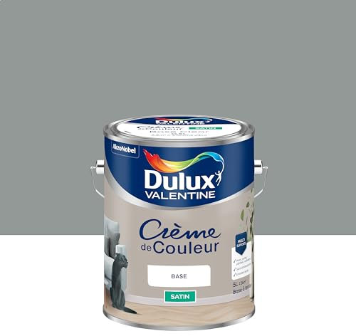 Dulux Valentine Crème de Couleur - Peinture multi-supports intérieure - Satin Titanium 5 L