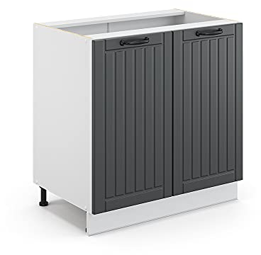 Vicco Küchenunterschrank Fame-Line, Dunkelgrau/Weiß 80 cm