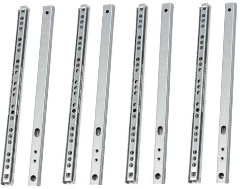 MOCNT 4 Pair (8 Piece) Heavy Duty 17mm Drawer Runners 310mm Drawer Rail Runners Ball Bearing Steel Drawer Slides Cabinet Sliding Full Extension Kitchen Desk Rail Runners