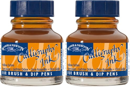 Winsor and Newton Calligraphy Ink 30ml 744 Yellow Ochre (Bttl) (Pack of 2)