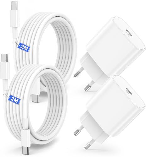 USB C Schnellladegerät mit Ladekabel für iPhone 16 15 Original, 2M USB C auf C Kabel mit 20W Typ-C Adapter Netzteil Stecker für Apple iPhone 16 Pro Max/16 Plus/15 Pro/15 Plus,iPad Pro/Air,MacBook