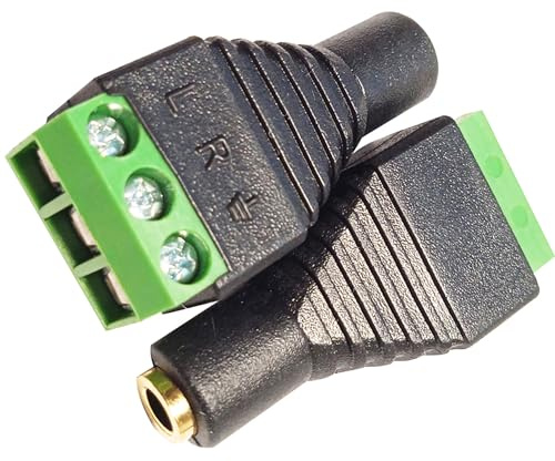 FENGHAISHUN 3.5mm 3Pole Female TRS Stereo Audio Video AUX Balun Adapter2pcs | 1/8 Jack to 3 Screw Solderless Terminal Female Adapter AUX Balun Connector for Headphone