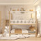 Kinder Etagenbett 90x200 cm, Massivholz Etagenbett in Hausform, mit Sicherheitsleiter, Schubladen und Sicherheitsgitter, Weiß/Natur Holz, platzsparendes Design, ohne Matratze