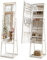STARLEAD LED-Spiegel-Schmuckschrank-Organizer-Stehend, Wandmontage in Voller Länge mit Abschließbarem, 3 Farben Dimmbarem Licht, Memory-Funktion, Samtauskleidung, Großer Stauraum, Weiß