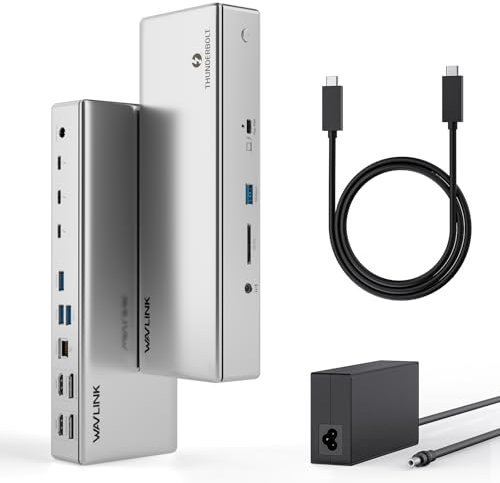 Thunderbolt 4 Dock, WAVLINK Thunderbolt 4 Docking Station con monitores Quad 4K @ 60Hz, cuatro TB 4 puertos, 98 W PD, 2.5G RJ45, SD V4.0, 10Gbps USB 3.1, para MacBook Pro/Air, etc
