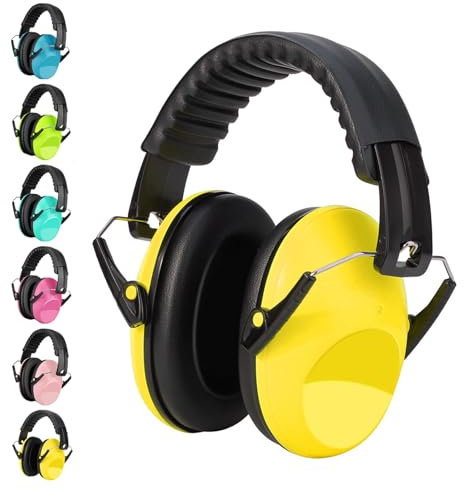 BraveKoi Gehörschutz für Kinder, 26 dB Lärmschutz Kopfhörer Faltbar, bequem für Kinder von 3–16 Jahren, Ohrenschützer Verstellbare für Schlafen, Lernen, ADHS, Feuerwerk, Konzert (Gelb/1 Stück)