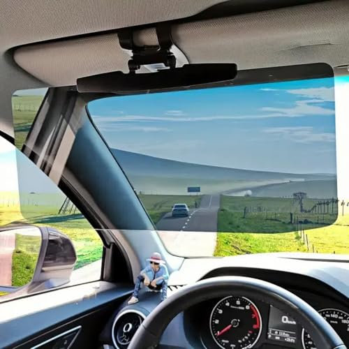 CZPLG Car Sun Visor with Polarized Glare Protection, Universal Fit, Extender, Gray, Neutral Style