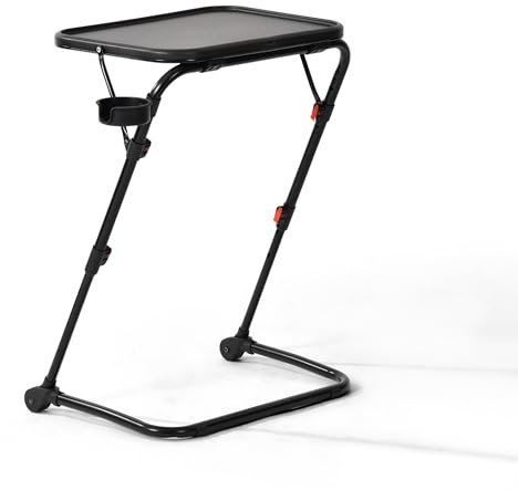 FurnitureR Table console, plateau TV réglable avec 4 hauteurs et 3 angles d'inclinaison, plateau de dîner, bureau avec porte-gobelet pour lit et canapé, table d'appoint pour salon, chambre, bureau
