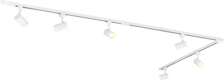 QAZQA Sistema de iluminación de riel moderno con 6 focos blancos monofásicos 300cm - Iconic Jeana Acero Alargada/Redonda Adecuado para LED Max. 6 x 50 Watt