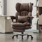 Efomao Bürostuhl, X-Stickerei Big and Tall Stuhl aus PU Leder für Zuhause, Verstellbarer Hochlehner Computer Gaming Stuhl, 200 kg drehbarer Chefsessel mit Fußstütze und Lendenwirbelstütze, Braun