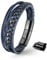 UNIQAL Lederarmband Herren „ARMARA“ | Geflochtenes Männerarmband aus Echtleder & Edelstahl | Magnetverschluss | Schwarz, Braun, Blau | Unisex | Geschenkidee | Etui | Geburtstag (Blau, 21 cm)