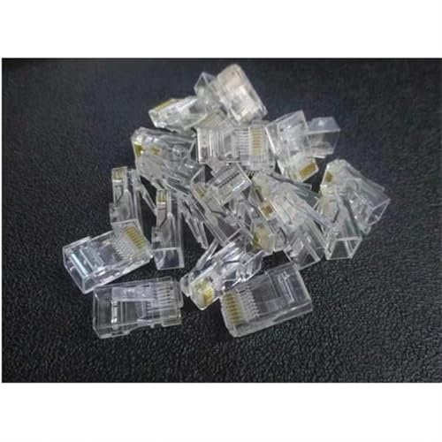 GHZHANG 100pcs CAT5E RJ45 crystal head pure copper 8 cores 8P8C gold-plated network cable cystal connector 025 035(Cat5e 025mm copper)