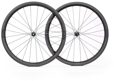 ICAN G40 1320g Carbon-Radsatz für Gravelbikes, 700C, 40 mm Tiefe, Hakenfelgensatz, 25 mm Innendurchmesser, 36 Zähne, Ratschennabe (kompatibel mit Road HG-Freilauf, G40)