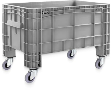 Großbehälter mit 4 Rollen und 220 Liter Volumen 104x64x67 cm | Transportwagen | Großer Behälter als Umzugsbehälter, Transportbox, Lagerbehälter (Grau, Ida L Rollen)