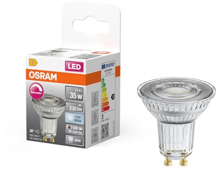 OSRAM LED-Spot Reflektor Superstar PAR16 35 dimmbar, 4000 K neutralweiß, 2,4 W, GU10, 36°, 230 lm, 15.000h, für Spotbeleuchtung, Akzentlicht, Kaltweiss