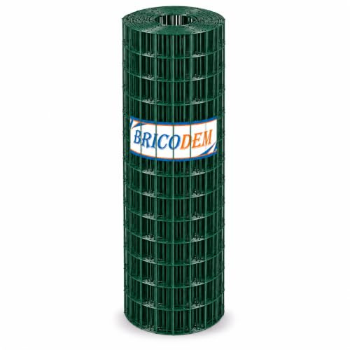 Rete Metallica Plastificata Verde per Recinzione, Rotolo da 25 mt, Maglia 50x75 mm, Elettrosaldata