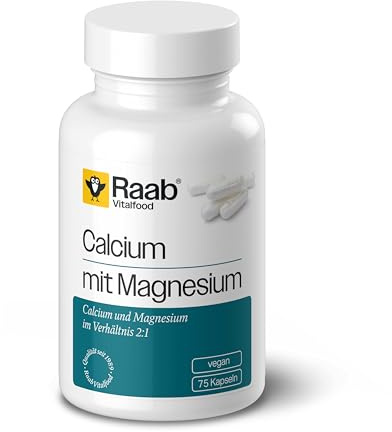 Raab® Calcium mit Magnesium Kapseln (75 Stück) | Kombination aus Calciumcitrat und Magnesiumcitrat 2:1, vegan, gut zu dosieren, Sportler, Unterstützung von Muskeln & Knochen