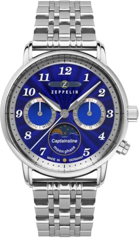 Zeppelin 8639M-3 Damenuhr Captainsline – Blaues Zifferblatt, Gliederarmband, Made in Germany