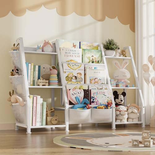 MemoCastle Kinderregal Kinderzimmer Weiß Offenen Aufbewahrungsregal: Kinder Bücherregal mit 3 Fächern für Bücher - Spielzeug Regal mit 6 Fächer für Spielzimmer