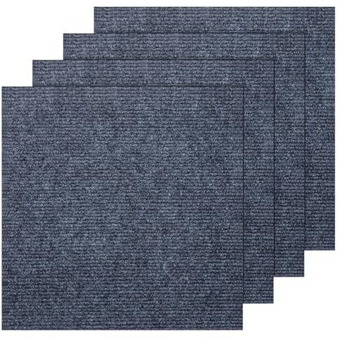 40 Pack Self-Adhesive Carpet Tiles 30x30cm, Grey Peel and Stick Flooring Squares - Non-Slip Removable Floor Tiles for Kitchen, Office, Living Room & Bedroom (Cuttable & Washable) (Dark Gray)