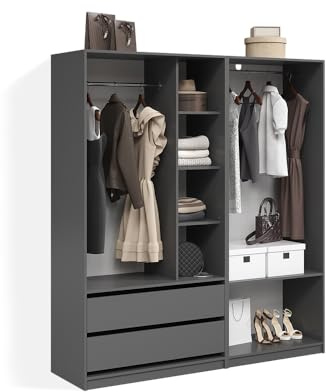 Livinity Kleiderschrank Trento Anthrazit | 2er Set