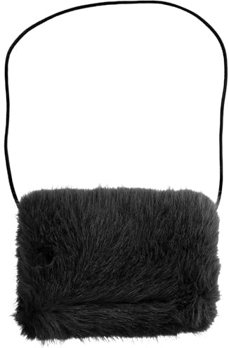 WESIEVYA Outdoor Handwärmer Muff für Damen aus Kunstpelz Schwarz Warmer Handschuh Muff mit Bequemer Passform für Winter und Kalte Tage
